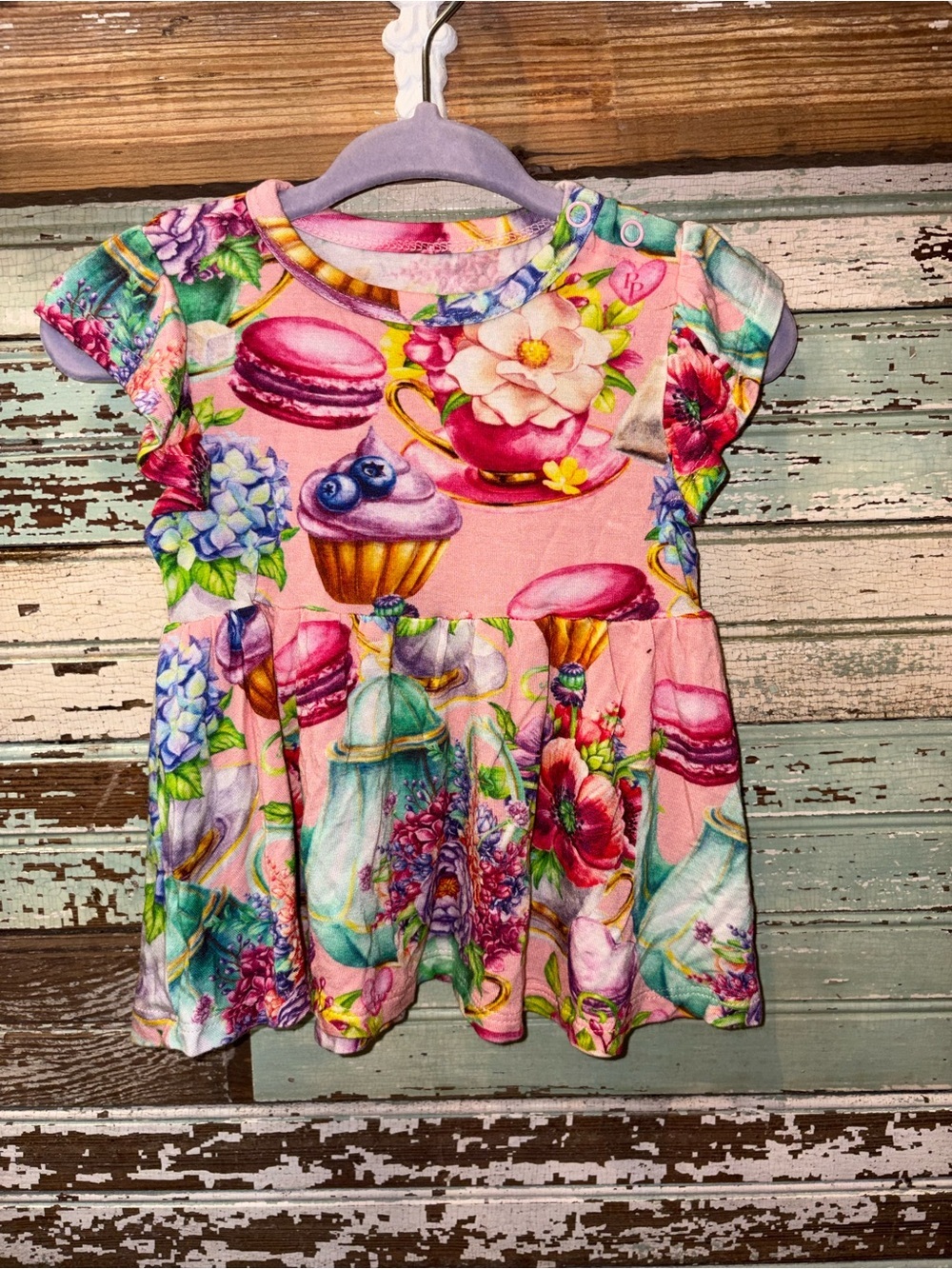 Posh Peanut Pink Floral & Dessert Print Dress